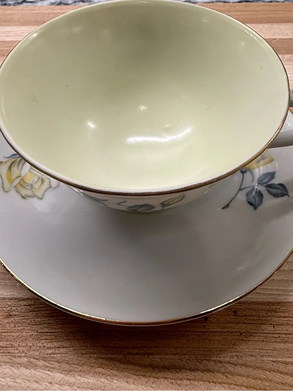 Vintage Lefton China Hand Painted Yellow Rose Teacup & Saucer Set